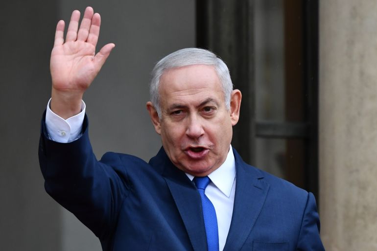 Armistice Day commemoration- - PARIS, FRANCE - NOVEMBER 11: Israeli Prime Minister Benjamin Netanyahu arrives at the Elysee Palace after the international ceremony for the Centenary of the WWI Armistice of 11 November 1918, in Paris, France on November 11, 2018.