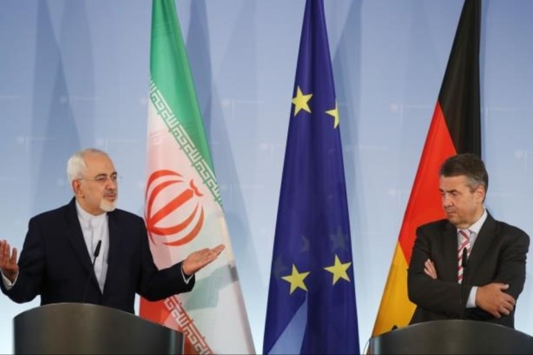 德国外交部长（右）与伊朗外交部长在柏林举行新闻发布会 [盖蒂图像]