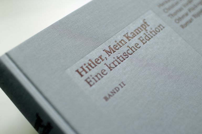 MUNICH, GERMANY - JANUARY 08: Copies of the new critical edition of Adolf Hitler's 'Mein Kampf' are displayed after the book launch at the Institut fuer Zeitgeschichte (Institute for Contemporary History)on January 8, 2016 in Munich, Germany. The new edition, which augmen