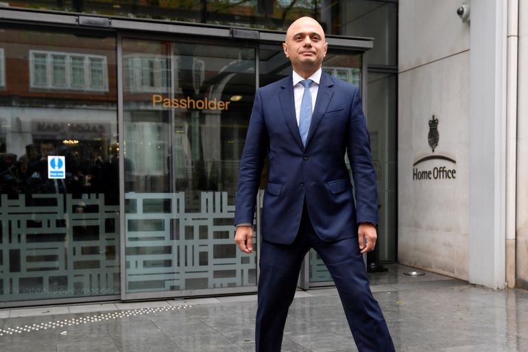Sajid Javid stands outside the Home Office after being named as Britain's Home Secretary, in London, April 30, 2018. REUTERS/Toby Melville