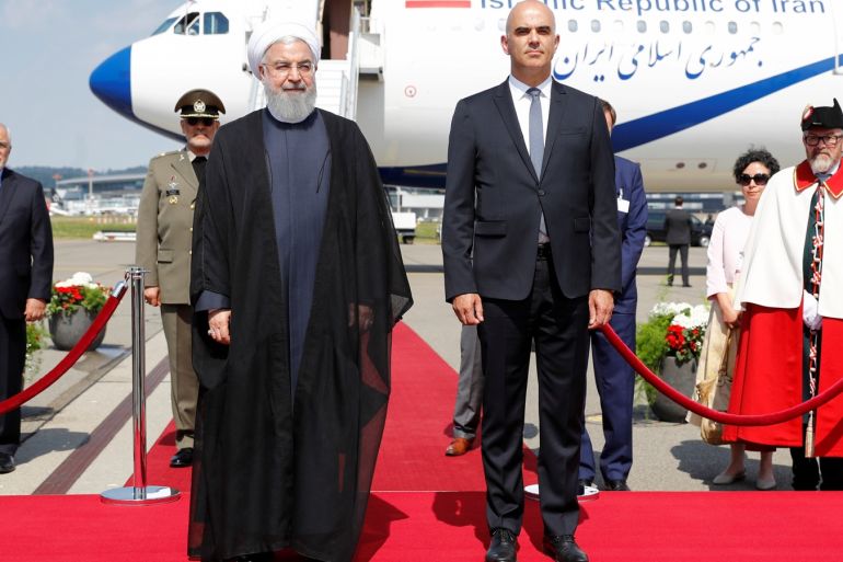 Swiss Federal President Alain Berset and Iranian President Hassan Rohani