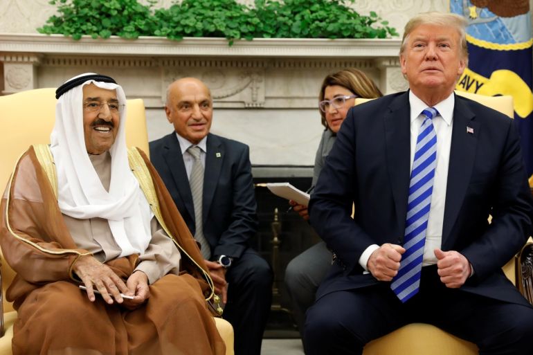 U.S. President Donald Trump meets with the Emir of Kuwait Sheikh Sabah al-Ahmad al-Jaber al-Sabah at the White House in Washington, U.S., September 5, 2018. REUTERS/Kevin Lamarque