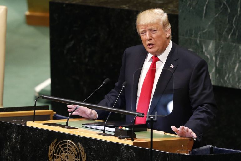 73rd Session Of The UN General Assembly- - NEW YORK, USA - SEPTEMBER 25 : U.S. President Donald Trump delivers a speech during the 73rd session of United Nations General Assembly at the United Nations Headquarters in New York, United States on September 25, 2018.
