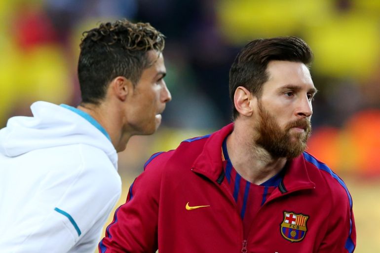 Ronaldo with Lionel Messi