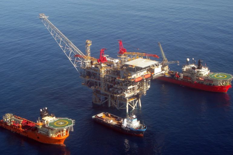 A platform for the production of natural gas in the Israeli Tamar field