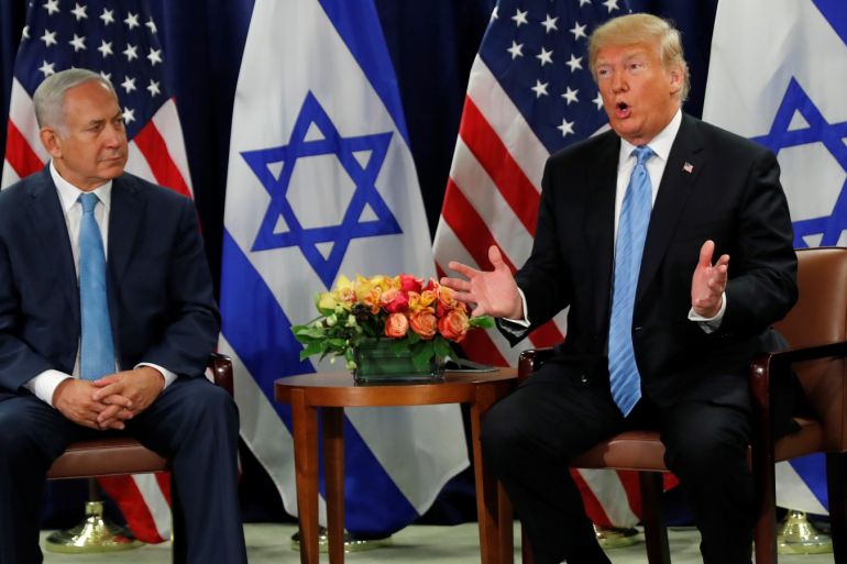 U.S. President Donald Trump speaks during a bilateral meeting with Israeli Prime Minister Benjamin Netanyahu on the sidelines of the 73rd session of the United Nations General Assembly at U.N. headquarters in New York, U.S., September 26, 2018. REUTERS/Carlos Barria