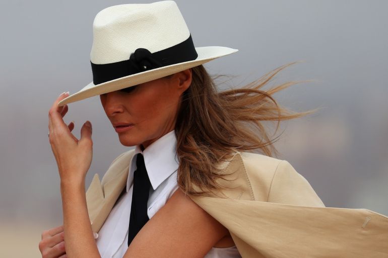 U.S. first lady Melania Trump tours the pyramids of Egypt in Cairo, Egypt, October 6, 2018. REUTERS/Carlo Allegri