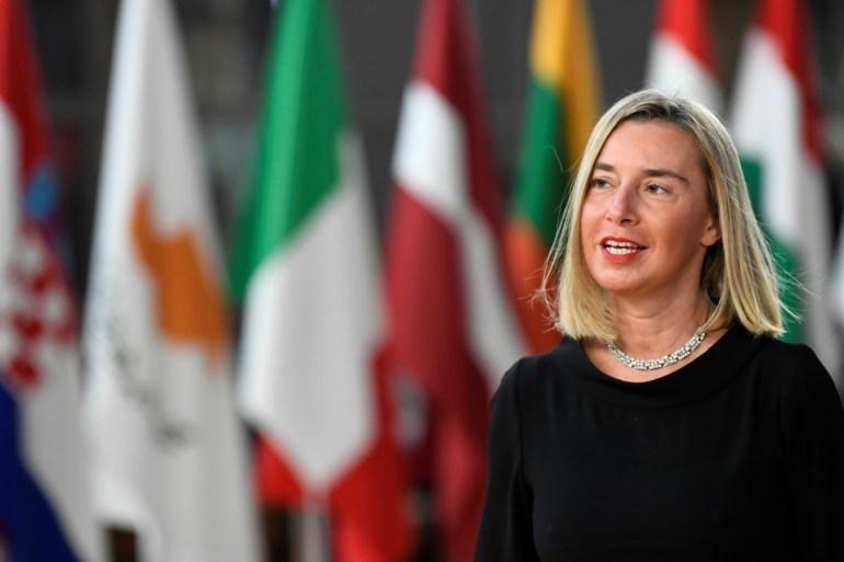 European Union High Representative for Foreign Affairs and Security Policy Federica Mogherini arrives at the European Union leaders summit in Brussels, Belgium October 18, 2018. REUTERS/Piroschka van de Wouw