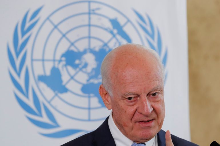 U.N. Syria envoy Staffan de Mistura attends a news conference at the United Nations in Geneva, Switzerland September 4, 2018. REUTERS/Denis Balibouse