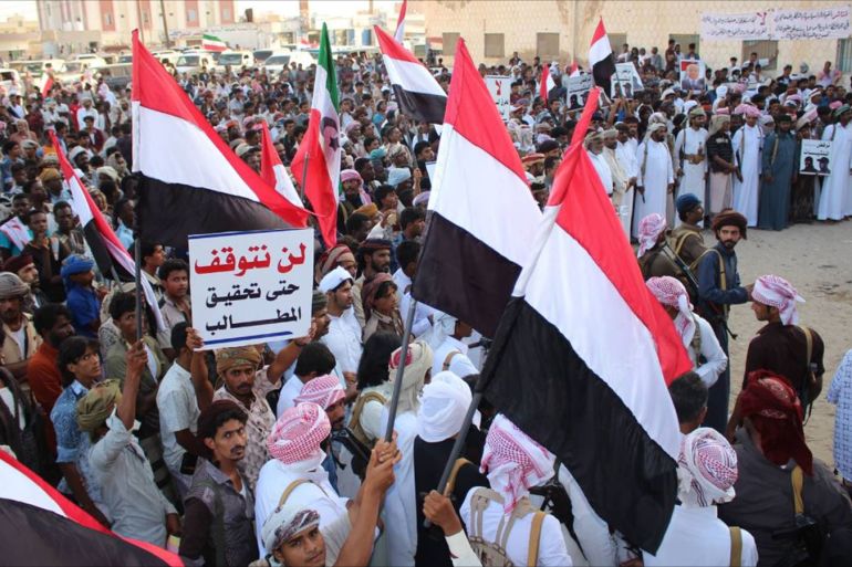 احتجاجات أبناء المهرة ضد التواجد السعودي بالمدينة 1
