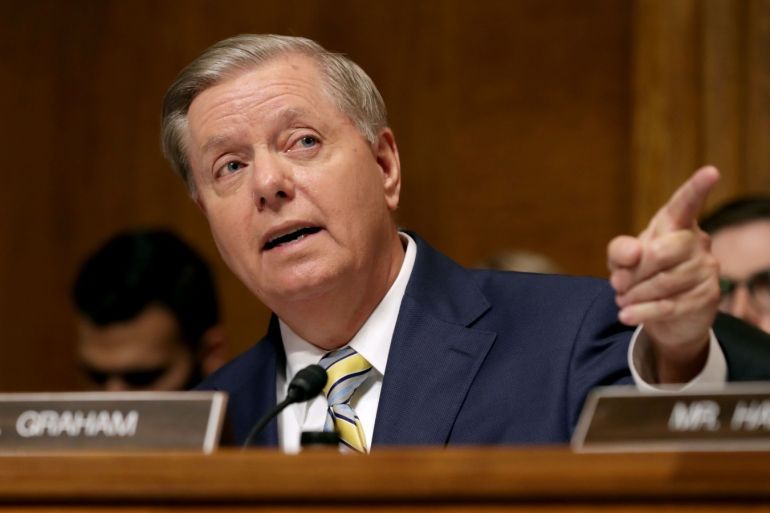 WASHINGTON, DC - SEPTEMBER 28: Senate Judiciary Committee member Sen. Lindsey Graham (R-SC) delivers remarks about Supreme Court nominee Judge Brett Kavanaugh during a mark up hearing in the Dirksen Senate Office Building on Capitol Hill September 28, 2018 in Washington, DC. The committee agreed to an additional week of investigation into accusations of sexual assault against Kavanaugh before the full Senate votes on his confirmation. A day earlier the committee heard f