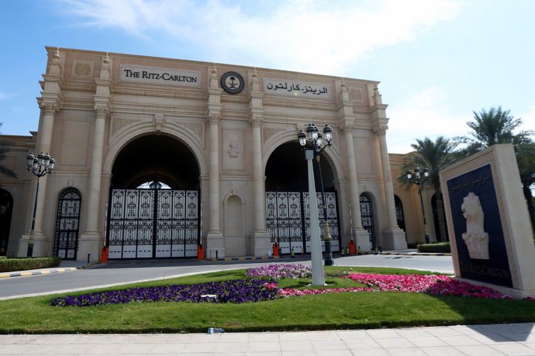 A view shows the Ritz-Carlton hotel entrance gate in the diplomatic quarter of Riyadh, Saudi Arabia, November 5, 2017. REUTERS/Faisal Al Nasser