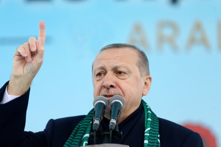 Turkish President Recep Tayyip Erdogan in Konya- - KONYA, TURKEY - DECEMBER 17: Turkish President Recep Tayyip Erdogan makes a speech during a mass opening ceremony at Mevlana Square in Konya province of Turkey on December 17, 2018.