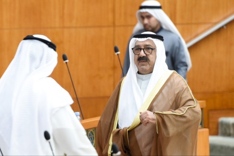 epa07223137 Kuwaiti First Deputy Prime Minister and Minister of Defense Sheikh Nasser Sabah Al-Ahmad Al-Sabah (R) arrives to attend a parliament session at the Kuwait's national assembly in Kuwait City, Kuwait, 11 December 2018. EPA-EFE/NOUFAL IBRAHIM