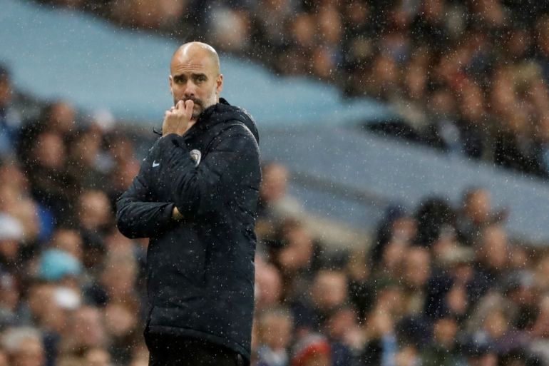 Soccer Football - Premier League - Manchester City v Crystal Palace - Etihad Stadium, Manchester, Britain - December 22, 2018 Manchester City manager Pep Guardiola looks on during the match Action Images via Reuters/Carl Recine EDITORIAL USE ONLY. No use with unauthorized audio, video, data, fixture lists, club/league logos or