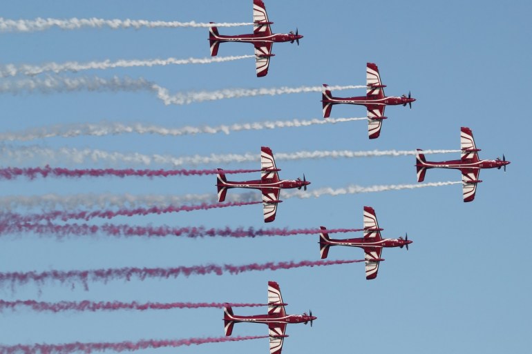 Military aircrafts take part in Qatar's National Day celebrations in Doha, Qatar December 18, 2018. REUTERS/Ibraheem al Omari