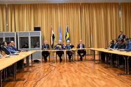 Yemen peace talks start in Sweden- - STOCKHOLM, SWEDEN - DECEMBER 6: Foreign Minister of Sweden Margot Wallstrom (C-2nd L) and UN special envoy to Yemen Martin Griffiths (C- 2nd R) attend a press conference during the opening session of Yemen peace talks in Rimbo town of Stockholm, Sweden, on December 6, 2018.
