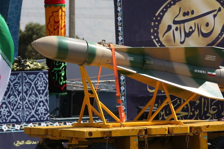 Sacred Defence Week celebrations in Iran- - TEHRAN, IRAN - SEPTEMBER 22: A ballistic missile is seen during a military parade in front of former Supreme Leader of Iran, Ali Khamenei's shrine due to the Sacred Defence Week in Tehran, Iran on September 22, 2017.