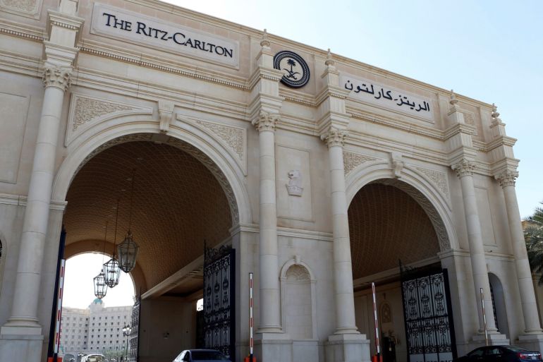 The gates of the Ritz-Carlton hotel are seen open in Riyadh, Saudi Arabia, February 11, 2018. REUTERS/Faisal Al Nasser