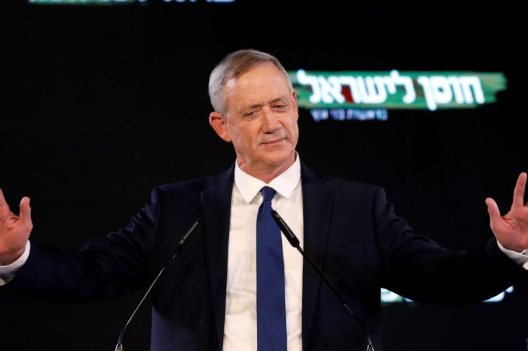 Benny Gantz, a former Israeli armed forces chief and head of Israel Resilience party, delivers his first political speech at the party campaign launch in Tel Aviv, Israel January 29, 2019. REUTERS/Amir Cohen