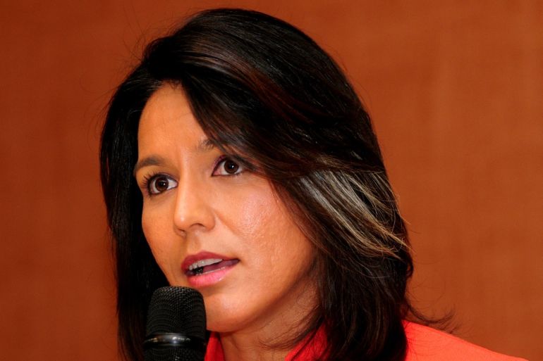 Congresswoman of United States Tulsi Gabbard reacts during a news conference in Bangalore, India 21 December 2014 (EPA)