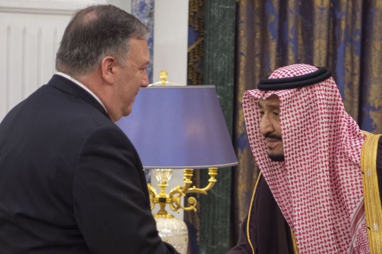 U.S. Secretary of State Mike Pompeo in Saudi Arabia- - RIYADH, SAUDI ARABIA - JANUARY 14: (----EDITORIAL USE ONLY – MANDATORY CREDIT -