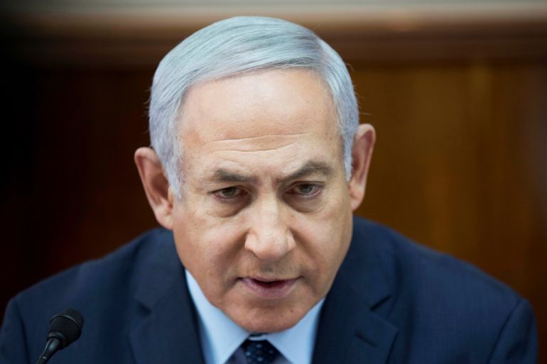 Israeli Prime Minister Benjamin Netanyahu attends the weekly cabinet meeting at his office in Jerusalem January 27, 2019. Abir Sultan/Pool via REUTERS
