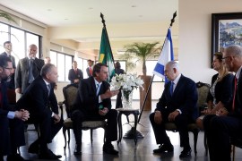 Brazil's President-elect Jair Bolsonaro talks with Israeli Prime Minister Benjamin Netanyahu during a meeting in Rio de Janeiro, Brazil December 28, 2018. Fernando Frazao/Courtesy of Agencia Brasil/Handout via REUTERS ATTENTION EDITORS - THIS IMAGE HAS BEEN SUPPLIED BY A THIRD PARTY.