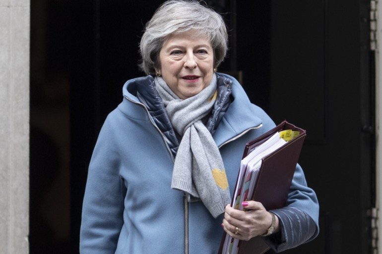 LONDON, ENGLAND - JANUARY 09: British Prime Minister Theresa May leaves 10 Downing Street to attend the weekly Prime Ministers Questions on January 9, 2019 in London, England. The Meaningful Vote On Theresa May's Brexit deal will now take place in the House of Commons on January 15th 2019 after being called off before Christmas in the face of major defeat. (Photo by Dan Kitwood/Getty Images)