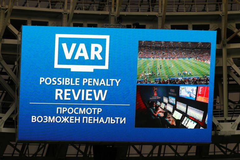 Soccer Football - World Cup - Final - France v Croatia - Luzhniki Stadium, Moscow, Russia - July 15, 2018 General view of the scoreboard showing a possible penalty review by VAR REUTERS/Kai Pfaffenbach
