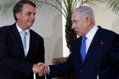2018年12月28日，总统博索纳罗在里约热内卢会见以色列总理内塔尼亚胡。[Fernando Frazao / Agencia Brasil / 路透]
