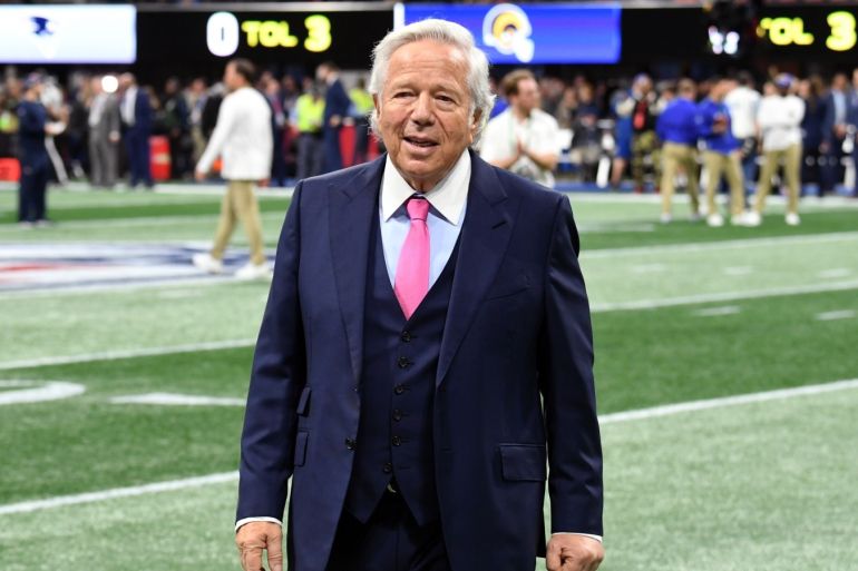 ATLANTA, GA - FEBRUARY 03: CEO of the New England Patriots Robert Kraft attends the Super Bowl LIII Pregame at Mercedes-Benz Stadium on February 3, 2019 in Atlanta, Georgia. Kevin Winter/Getty Images/AFP== FOR NEWSPAPERS, INTERNET, TELCOS & TELEVISION USE ONLY ==