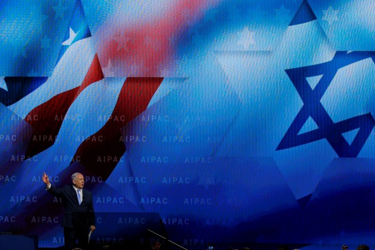 Israeli Prime Minister Benjamin Netanyahu speaks at the AIPAC policy conference in Washington, DC, U.S., March 6, 2018. REUTERS/Brian Snyder
