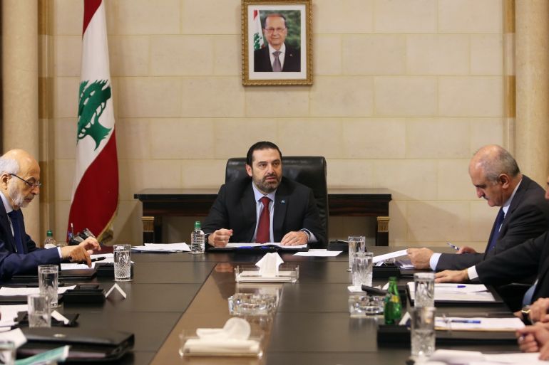 Lebanese Prime Minister Saad al-HarirI heads a meeting to discuss a draft policy statement at the governmental palace in Beirut, Lebanon February 6, 2019. REUTERS/Aziz Taher