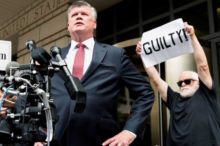 Defense attorney Kevin Downing departs following a plea agreement hearing for his client former Trump campaign manager Paul Manafort ahead of a trial on a range of charges stemming from Special Counsel Robert Mueller's investigation into Russian interference in the 2016 election at U.S. District Court in Washington, U.S., September 14, 2018. REUTERS/Kevin Lamarque