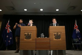 Prime Minister Jacinda Ardern and Minister of Police Stuart Nash speak to media during a press conference at Parliament on March 21, 2019 in Wellington