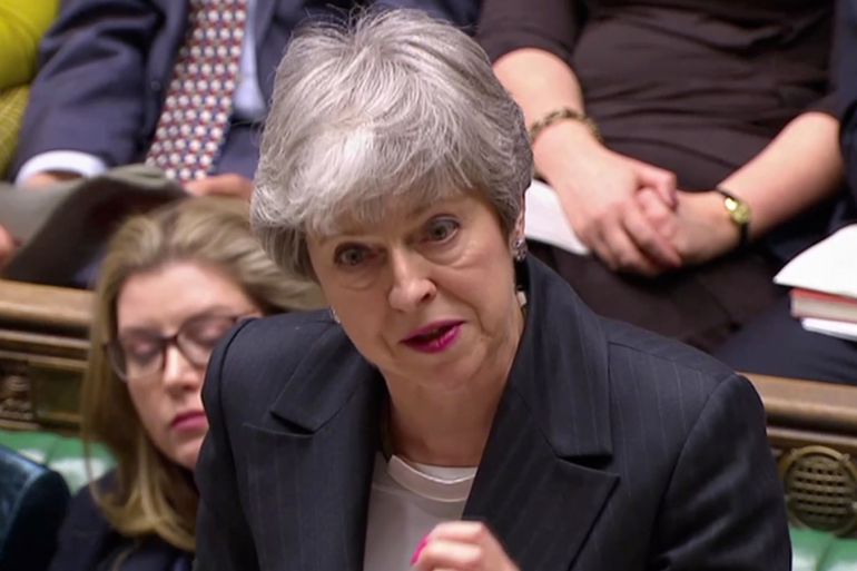 Britain's Prime Minister Theresa May answers questions in the Parliament in London, Britain, March 20, 2019 in this screen grab taken from video. Reuters TV via REUTERS