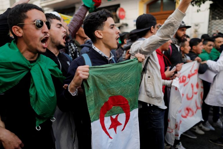 Student take part in a protest to denounce an offer by President Abdelaziz Bouteflika to run in elections next month but not to serve a full term if re-elected, in Algiers, Algeria March 5, 2019. REUTERS/Zohra Bensemra