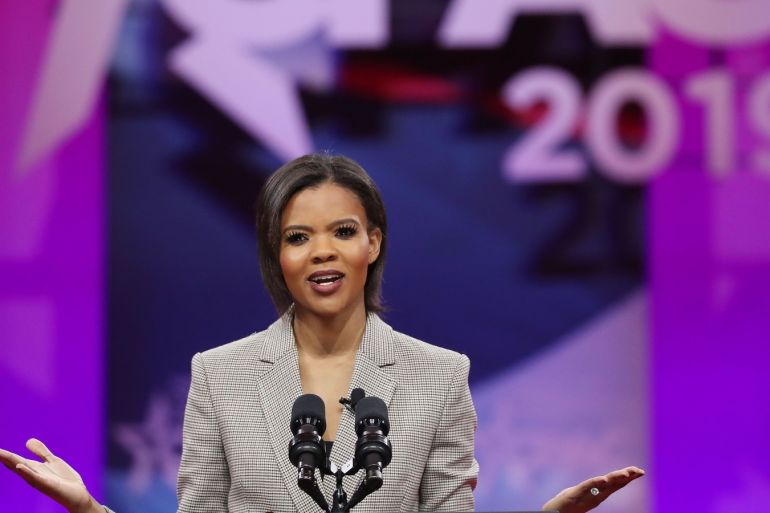 NATIONAL HARBOR, MARYLAND - MARCH 01: Commentator Candace Owens speaks during CPAC 2019 on March 1, 2019 in National Harbor, Maryland. The American Conservative Union hosts the annual Conservative Political Action Conference to discuss conservative agenda. Mark Wilson/Getty Images/AFP== FOR NEWSPAPERS, INTERNET, TELCOS & TELEVISION USE ONLY ==