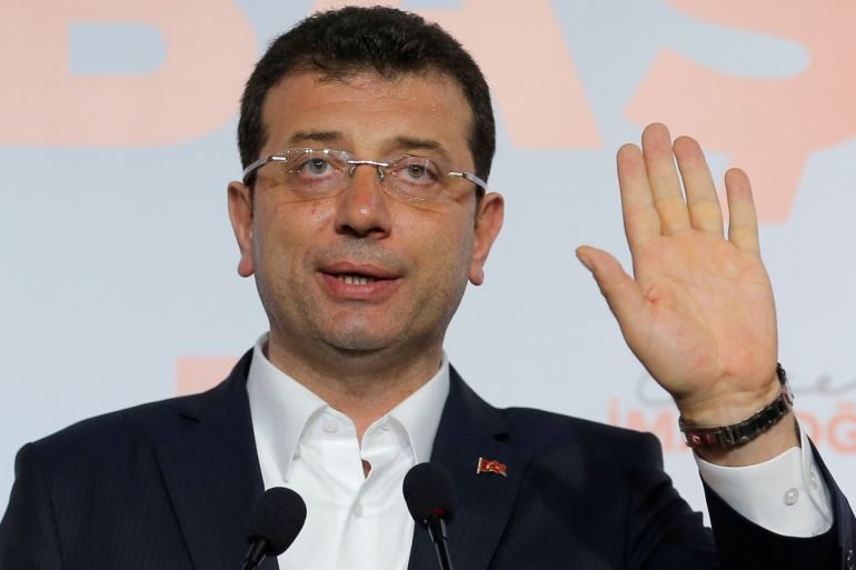 Ekrem Imamoglu, main opposition Republican People's Party (CHP) candidate for mayor of Istanbul, speaks during a news conference in Istanbul, Turkey April 1, 2019. REUTERS/Huseyin Aldemir