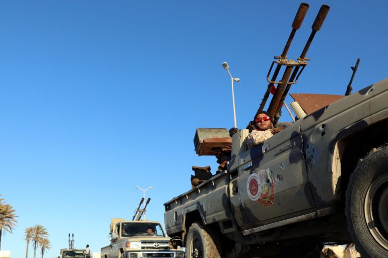 Military vehicles of Misrata forces, under the protection of Tripoli's forces, are seen in Tajura neighborhood, east of Tripoli, Libya April 6, 2019. REUTERS/Hani Amara