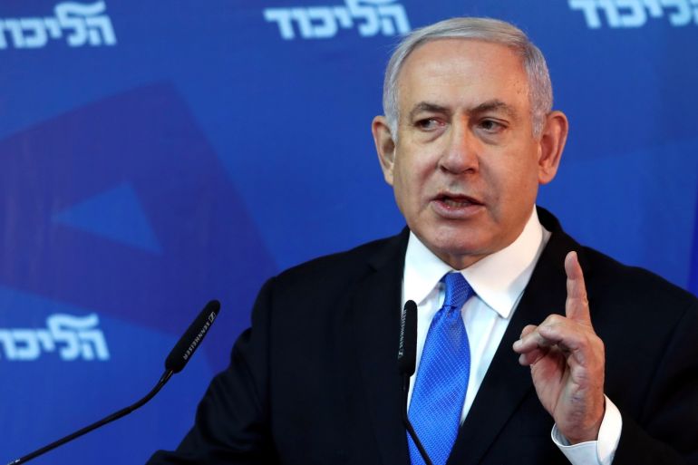 Israel's Prime Minister Benjamin Netanyahu gestures as he speaks during a news conference in Jerusalem April 1, 2019. REUTERS/Ronen Zvulun