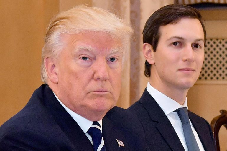 epa05990516 (FILE) - US President Donald J. Trump (L) is flanked by his senior advisor Jared Kushner (R) during a meeting with Italian Prime Minister Paolo Gentiloni (not pictured), at Villa Taverna in Rome, Italy, 24 May 2017 (reissued 26 May 2017). According to media reports, Jared Kushner is being focused on in the ongoing FBI investigation into the alleged links between Trump's campaign in the 2016 US elections and Russia, as it is believed that Kushner holds important information relevant to the investigation. EPA/ETTORE FERRARI