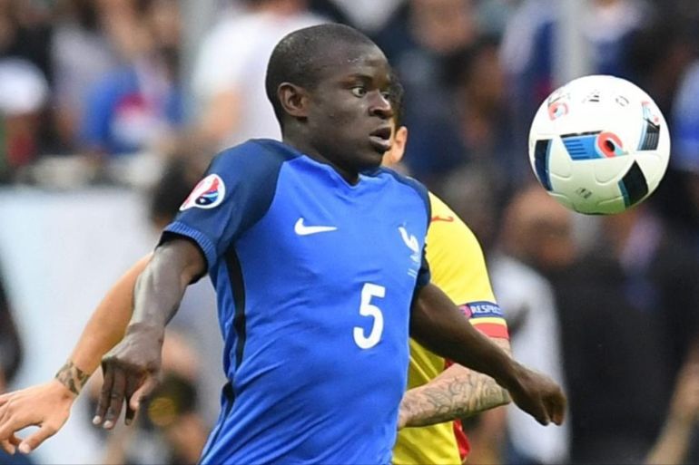 N'Golo Kante of France in action during the UEFA EURO 2016 group A preliminary round match between France and Romania at Stade de France in Saint-Denis, France, 10 June 2016.(RESTRICTIONS APPLY: For editorial news reporting purposes only. Not used for commercial or marketing purposes without prior written approval of UEFA. Images must appear as still images and must not emulate match action video footage. Photographs published in online publications (whether via the Internet or otherwise) shall have an interval of at least 20 seconds between the posting.)