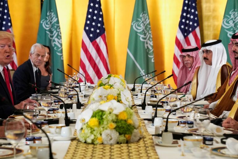 U.S. President Donald Trump speaks during a working breakfast meeting with Saudi Arabia's Crown Prince Mohammed bin Salman during the G20 leaders summit in Osaka, Japan, June 29, 2019. REUTERS/Kevin Lamarque
