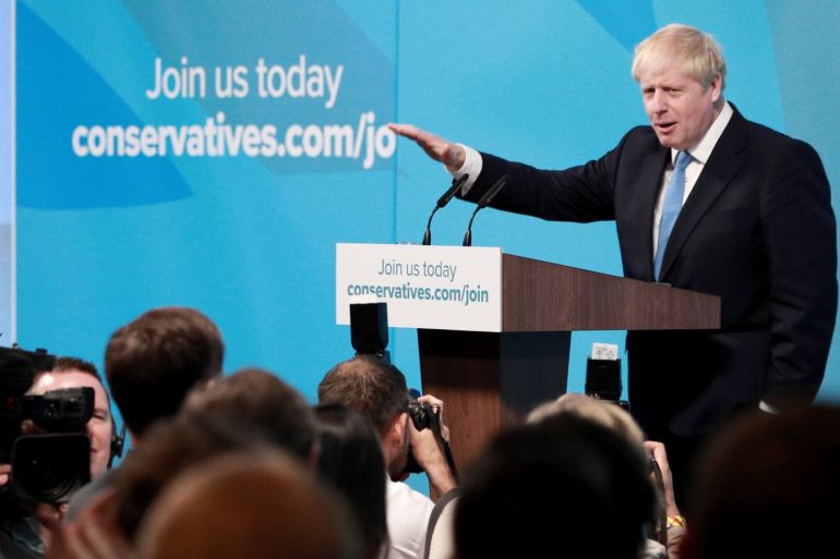 LONDON, ENGLAND - JULY 23: Newly elected British Prime Minister Boris Johnson speaks during the Conservative Leadership announcement at the QEII Centre on July 23, 2019 in London, England. After a month of hustings, campaigning and televised debates the members of the UK's Conservative and Unionist Party have voted for Boris Johnson to be their new leader and the country's new Prime Minister, replacing Theresa May. (Photo by Dan Kitwood/Getty Images)