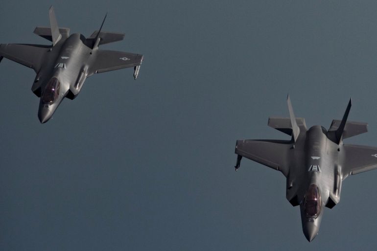 Qatar Emiri Air Force (QEAF) Mirage 2000s and U.S. Air Force F-35A Lightning IIs fly in formation over Southwest Asia, May 21, 2019. Picture taken May 21, 2019. U.S. Air Force/Senior Airman Keifer Bowes/Handout via REUTERS. ATTENTION EDITORS - THIS IMAGE WAS PROVIDED BY A THIRD PARTY