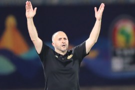 epa07669636 Algeria's coach Djamel Belmadi reacts during the match of the 2019 Africa Cup of Nations (AFCON) between Algeria v Kenya at 30 June Stadium in Cairo, Egypt, 23 June 2019. EPA-EFE/KHALED ELFIQI