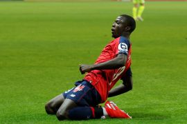 Soccer Football - Ligue 1 - Lille v Angers - Stade Pierre-Mauroy, Lille, France - May 18, 2019 Lille's Nicolas Pepe celebrates scoring their second goal REUTERS/Pascal Rossignol