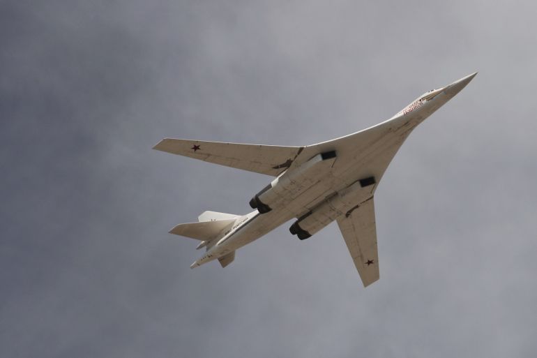 A Tupolev Tu-160 Blackjack strategic bomber flies over the Red Square during the Victory Day parade in Moscow, Russia, May 9, 2015. Russia marks the 70th anniversary of the end of World War Two in Europe on Saturday with a military parade, showcasing new military hardware at a time when relations with the West have hit lows not seen since the Cold War. REUTERS/Host Photo Agency/RIA Novosti ATTENTION EDITORS - THIS IMAGE HAS BEEN SUPPLIED BY A THIRD PARTY. IT IS DISTRIBUTED, EXACTLY AS RECEIVED BY REUTERS, AS A SERVICE TO CLIENTS